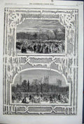 Original Old Antique Print 1861 Winter Weather St James Park Regent'S Families