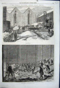 Old Antique Print 1861 Mr Charles Ice Stores Lindsey House Chelsea Horse 19th
