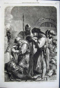 Original Old Antique Print 1861 Scene Death Richard Ii Dead Man Gilbert Drawing