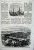 Old Antique Print 1861 War America Bridge Potomac River Gurney Memorial 19th
