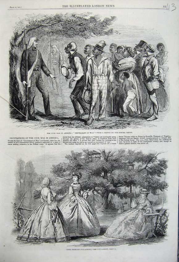 Original Old Antique Print 1861 Civil War America Sier Paris Fashion Dresses
