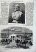 Old Antique Print 1861 Oliver Cromwell Civil War America Bridge Potomac 19th
