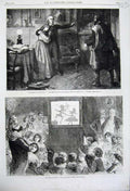 Original Old Antique Print 1861 Curate Glevering Shadow Dance Charles Trevor
