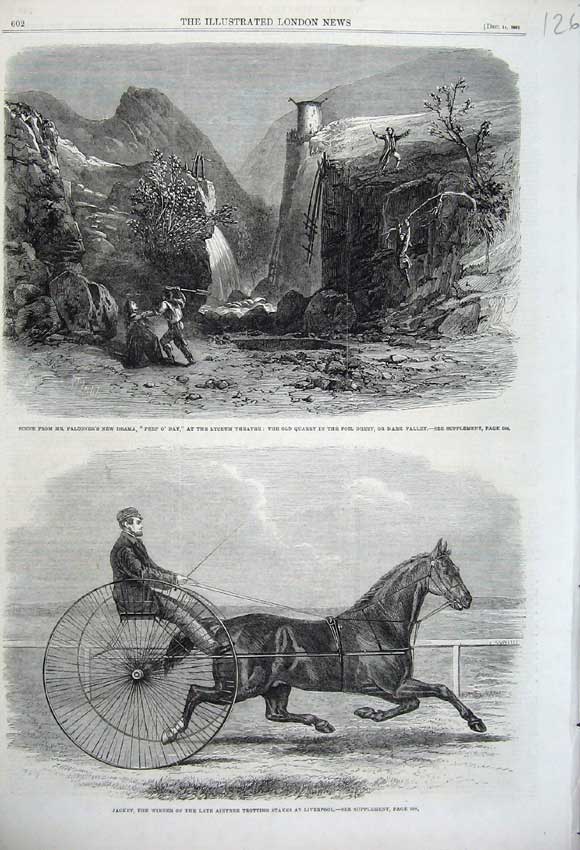 Original Old Antique Print 1861 Falconer Theatre Quarry Foil Dhuiv Jackey Horse