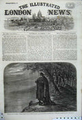 Original Old Antique Print 1861 Civil War Federal Picket Potomac Man Gun River