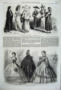 Old Antique Print 1861 Paris Fashion Dresses Types Tuscan Peasant Women 19th