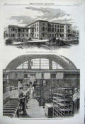 Original Old Antique Print 1861 Candle-Room Battersea Orphan School Haverstock