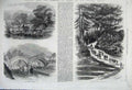Old Antique Print 1861 Mountain Takiwa Stone Bridge Isahaia Sulphur Baths 19th