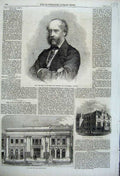 Old Antique Print 1861 Earl Eglinton CafÇ Paris Melbourne St Paul School 19th