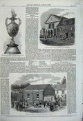 Old Antique Print 1861 Chapel Melton Suffolk Fuller Chapel Kettering Cup 19th