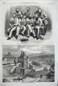 Old Antique Print 1861 Castle Dieppe Officers Punjaub Rifle Corps Men War 19th