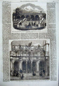 Original Old Antique Print 1861 Horticultural Garden Arcade Conservatory London