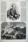 Old Antique Print 1861 Thomson Bishop Bristol Railway Accident Hampstead 19th