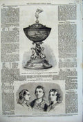 Original Old Antique Print 1861 Head-Dresses Friesland Women Queen'S Cup Yacht