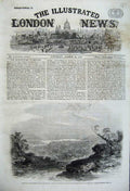 Original Old Antique Print 1861 Sydney South Wales Australia View Harbour Town