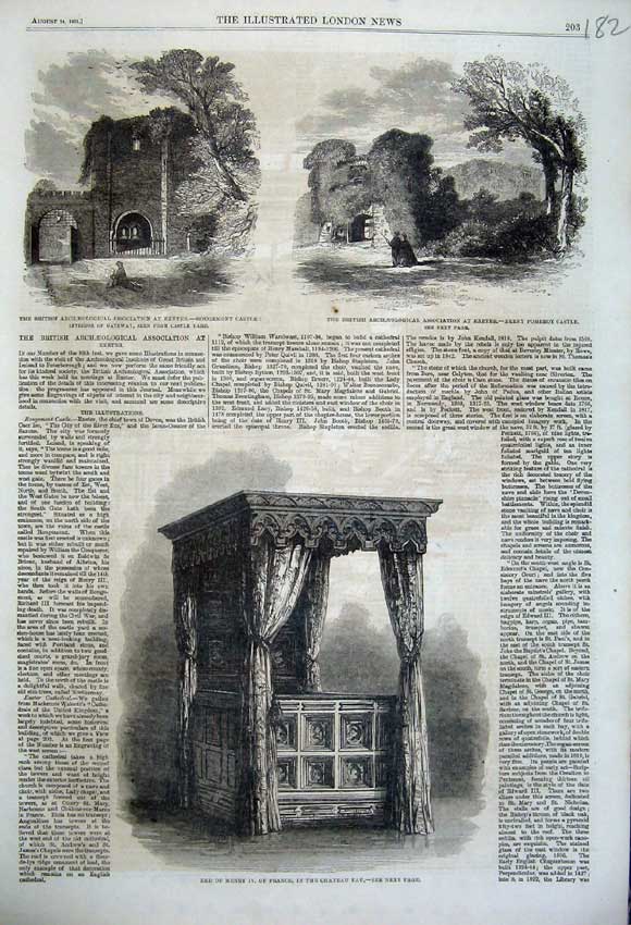 Old Antique Print Bed Henry France Chateau Pau 1861 Castle Exeter Berry 19th