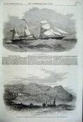 Original Old Antique Print 1861 Screw-Steamer Sicillia Conway Castle Congress