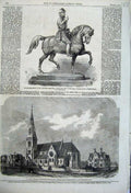 Original Old Antique Print 1861 Ann'S Church Parsonage School William Taciturn