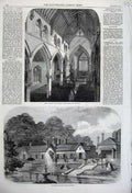 Old Antique Print Church St Luke Pancras 1861 Royal Aviary Windsor London 19th