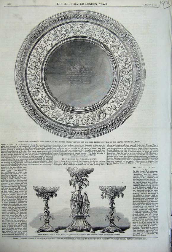 Old Antique Print Testimonial John Gowan West Papermakers Provident 1861 19th