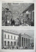 Original Old Antique Print 1861 India Museum Whitehall-Yard House Leadenhall