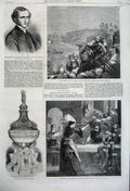 Original Old Antique Print 1861 James Lewis Bishop Ontario Font Whitley Church