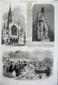 Old Antique Print 1861 Robert Hall Peter'S Church Windmill Boats Regent'S 19th