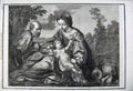 Original Old Antique Print 1861 Repose Egypt Woman Man Baby Louvre Paris France