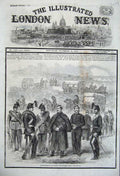 Original Old Antique Print 1861 Reinforcements Canada War Military Horses Coach