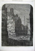 Old Antique Print 1861 Ruins House High Street Edinburgh Scotland Night 19th