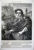 Original Old Antique Print 1861 Fine Art Woman Grapeseller Fruit Flatou 19th