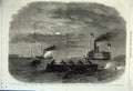 Original Old Antique Print 1861 Civil War America Potomac Freestone Point Ships
