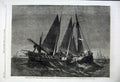 Old Antique Print 1861 Foreland Fight Prince Arthur Fishing Ramsgate Fish 19th