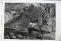 Original Old Antique Print 1861 Eagle'S Nest Bird Prey Cliffs Rocks Landseer