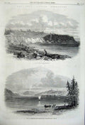 Original Old Antique Print 1861 GWashing Nova Scotia Lunenburg Battery Point