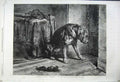 Original Old Antique Print 1861 Suspense Dog Door Landseer Kensington Museum