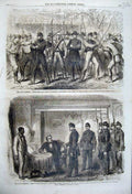 Old Antique Print 1861 War America Union Troops Prisoners Faulkner France 19th