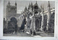 Original Old Antique Print 1861 Cathedral Exeter British Archaeological Society
