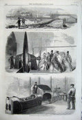Original Old Antique Print 1861 Pneumatic Letter Despatch Tube Battersea Engine