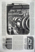 Original Old Antique Print 1861 Engines Steam Frigate Warrior Bows Screw Ship