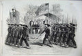 Original Old Antique Print 1861 Federal Troops President Loncoln General Scott