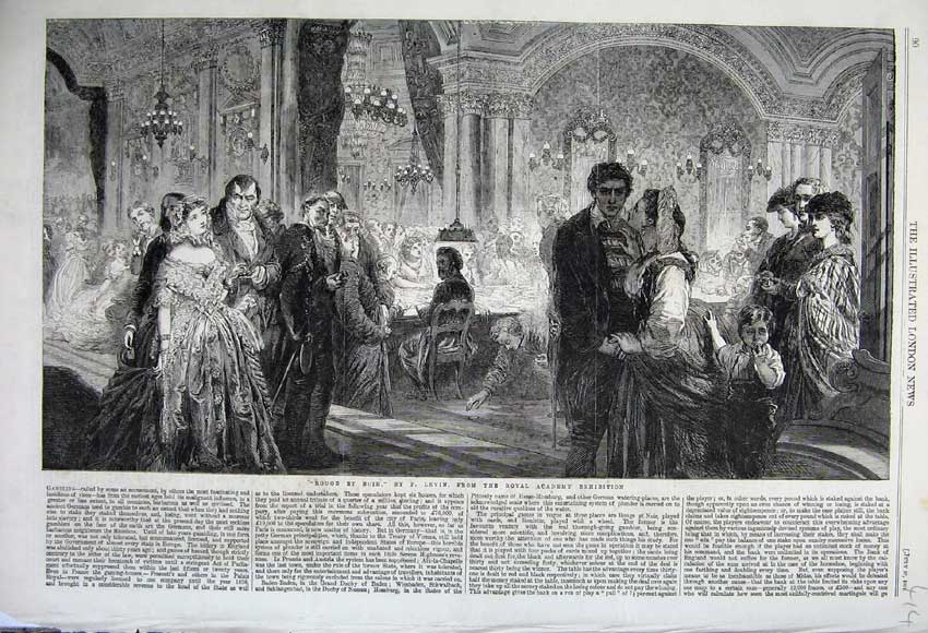 Original Old Antique Print 1861 Rouge Et Noir Women Men Romance Dance Academy
