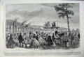 Old Antique Print 1861 Implement Yard Royal Agricultural Show Leeds Horse 19th