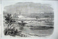 Original Old Antique Print 1861 Royal Agricultural Show Leeds Implement Sheds