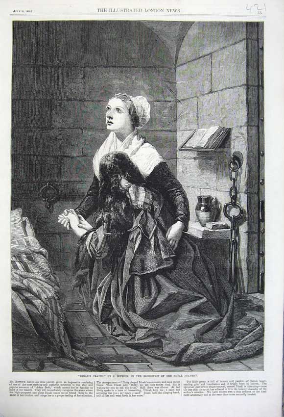 Old Antique Print 1861 Dinah'S Prayer Woman Child Bostock Royal Academy 19th