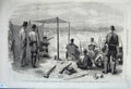 Original Old Antique Print 1861 Rifle Association Wimbledon Common Shooting Men
