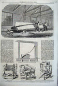 Old Antique Print Boatbuilding Machinery 1861 Keel Bearding Plane-Surface 19th