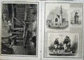 Old Antique Print 1861 Westminster Bridge Church Darlington Divers Tower 19th