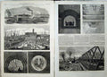 Original Old Antique Print 1861 London Drainage Tunnels Penstok Chamber Train