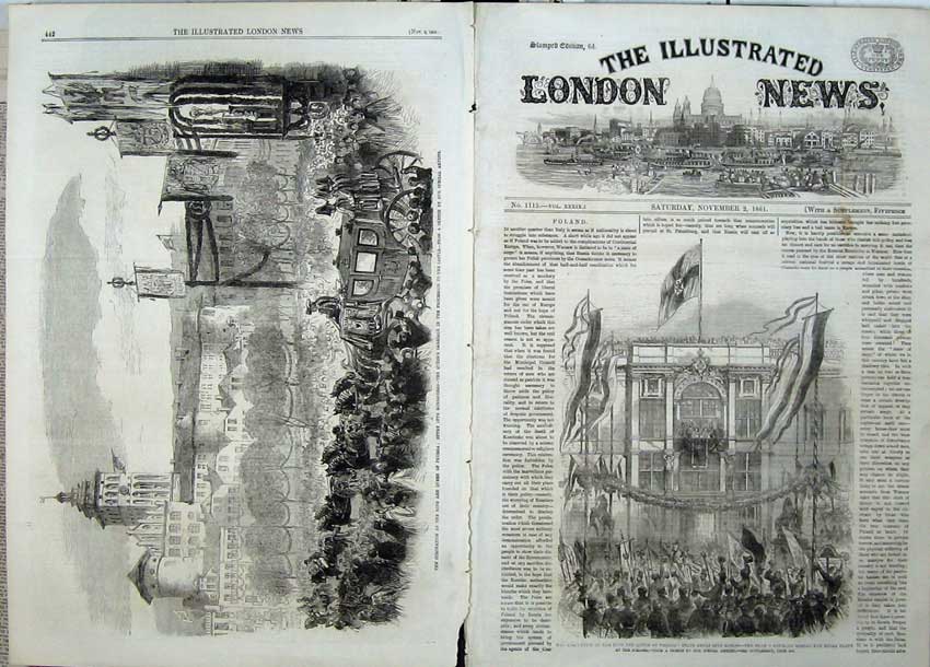 Original Old Antique Print 1861 Coronation King Queen Prussia Berlin Carriage